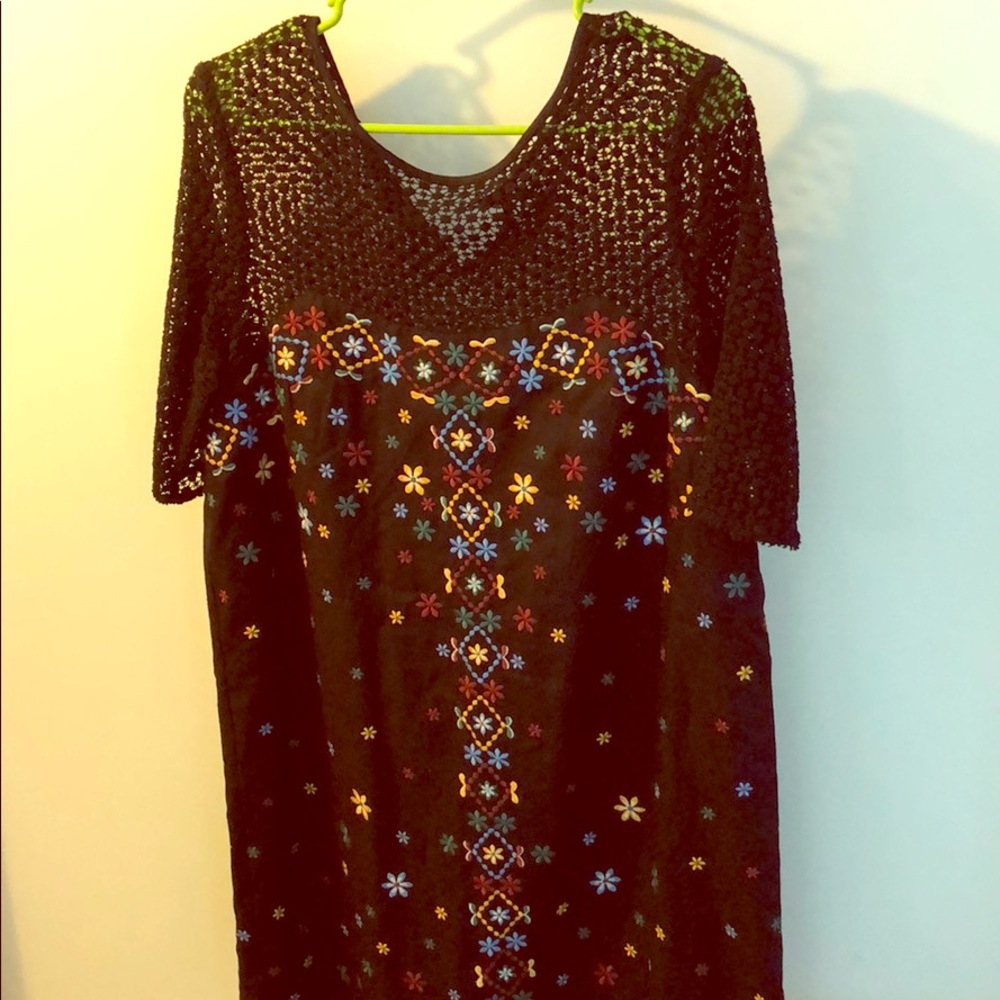 NWT Anthropology black floral dress